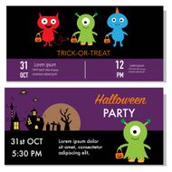 Halloween party invitation cards monster character vector illustration EPS10 N2