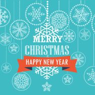 Christmas greeting card with snowflakes Merry and Happy New Year