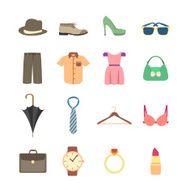 Fashion and clothes accessories icons