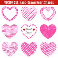 Set of hand-drawn textures heart shapes Vector illustration fo N3