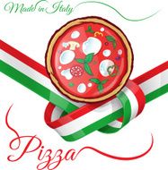 italian pizza on ribbon flag