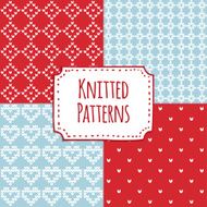Set of christmas knitted seamless patterns scandinavian design vector