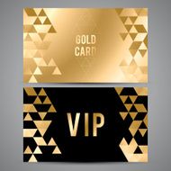 VIP cards Black and golden design Triangle decorative patterns