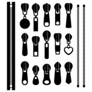 Set of different zippers