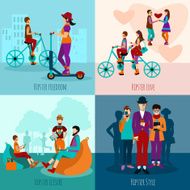 Hipster People Flat Set