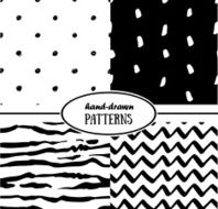 Set of abstract seamless patterns in monochrome