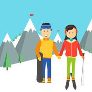 portrait of happy couple skiers N2