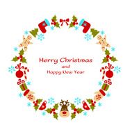 Christmas and New Year vector wreath N4