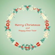 Christmas and New Year vector wreath N5