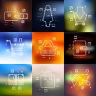 shopping timeline infographics with blurred background N3