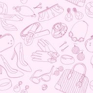 Seamless pattern of woman accessories Vector Illustration N2