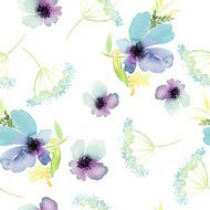 Seamless pattern with flowers watercolor Gentle colors Female N18