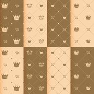 Hand drawn crown on red background seamless pattern N6
