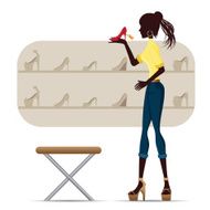 silhouette of girl shopping with high heel
