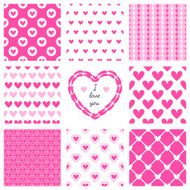 Set of hand-drawn textures heart shapes and romantic pattern N2