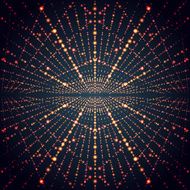 Abstract perspective infinity grid with glowing stars Vector illustration