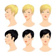 Vector set of beautiful woman face