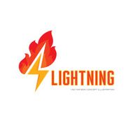 Lightning and flame - vector sign concept illustration Fire sign