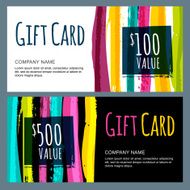 Vector template for gift card with abstract watercolor stripes background