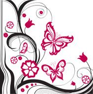 Flowers curls and butterflies