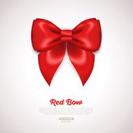 Red Ribbon Satin Bow Isolated on White Vector Illustration