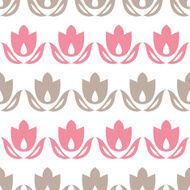 Pink and brown tulips stripes seamless pattern background