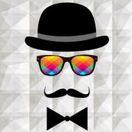Vintage silhouette of top hat and mustaches