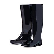Black rubber boots with white background