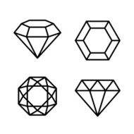 Diamond Gems Icons Set on White Background Vector
