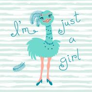 Fashionable ostrich chick T-shirt design vector illustration