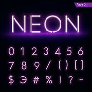 Realistic neon alphabet Purple glowing font Vector format part 2