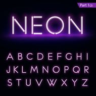 Realistic neon alphabet Purple glowing font Vector format part 1