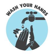 Wash your hands or safe hand washing vector symbol