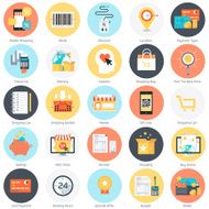 Shopping theme flat style colorful vector icon set