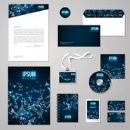 Corporate identity template with Shining Wireframe Elements