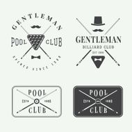 Set of vintage billiard labels emblems and logos N2