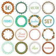 Vector set of 16 hand-drawn ethnic frames