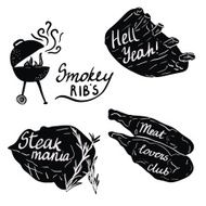 Lettering on meat and ribs for bbq party