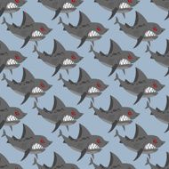 Terrible shark Pack of sharks seamless background Marine Patte