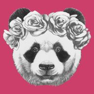 Portrait of Panda with roses