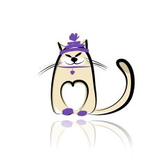Funny cat in fashion hat for your design