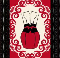 Vintage background with dress and lace ornaments Vector N7