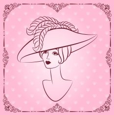 Vintage fashion girl in hat Vector
