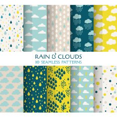 10 Seamless Patterns - Rain and Clouds