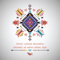 Vector colorful decorative element on native ethnic style N7