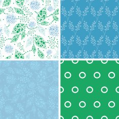 Vector abstract blue and green leaves set of four marching