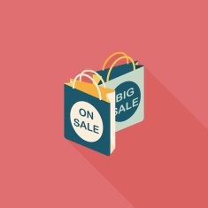 shopping paper bag flat icon with long shadow eps10 N56