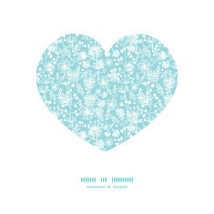 Vector blue and white lace garden plants heart silhouette pattern
