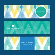 Vector colorful fabric ikat diamond horizontal banners set pattern background