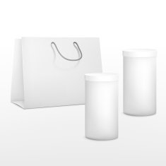 blank shopping paper bag and packaging can